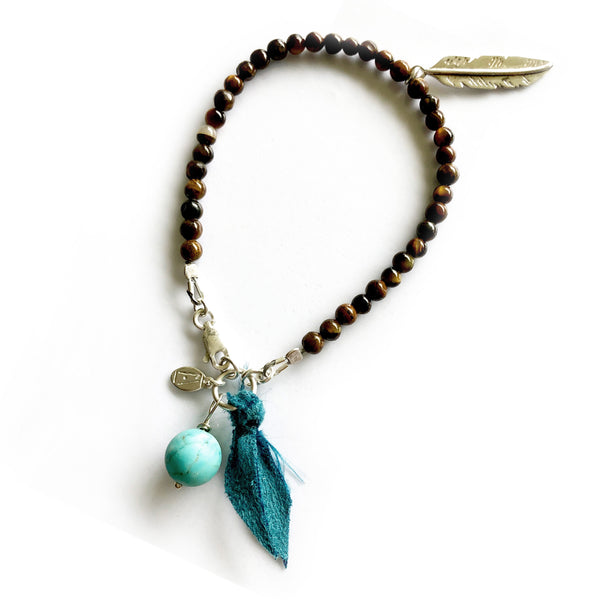Pulsera Ojo de Tigre & Pluma